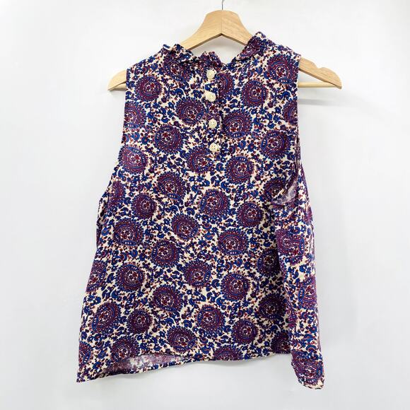 J.crew L purple linen floral Fleur Blouse - Picture 5 of 6